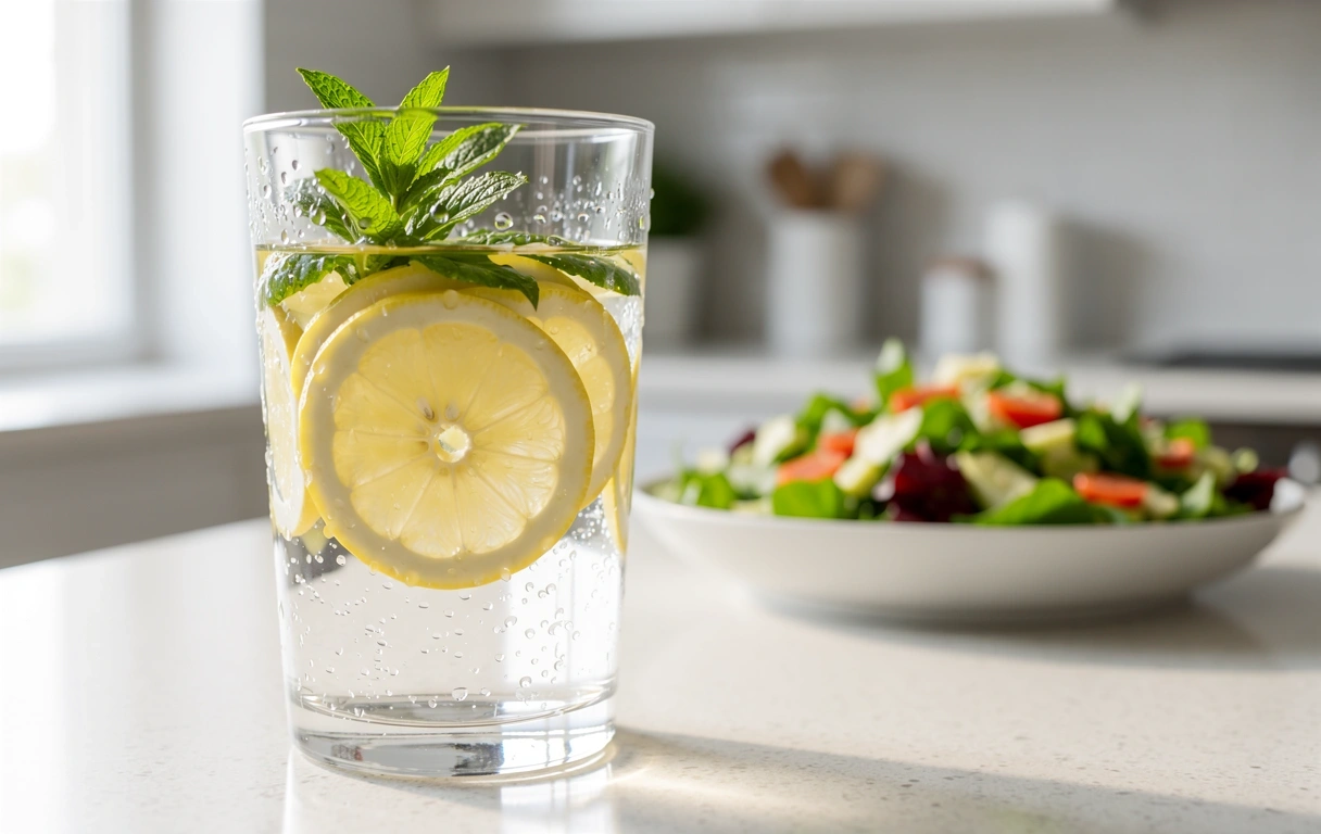 Hidratación consciente con agua y limón